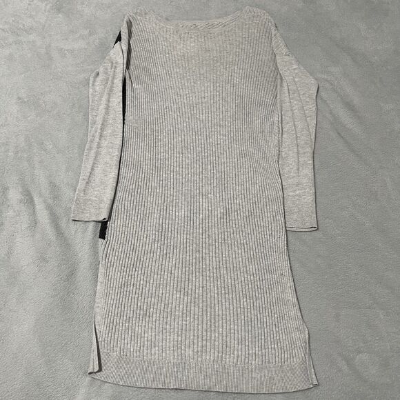 Express Sweater Women Small Gray Black Colorblock Two-Tone Asymmetrical Knit - Picture 5 of 9
